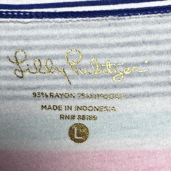 Lilly Pulitzer Sophie Size L UPF 50 True Blue Kaleidoscope Jungle Striped Dress - Picture 4 of 12